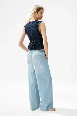 Pantalon à cordon en denim - Bleu denim clair — photo 3