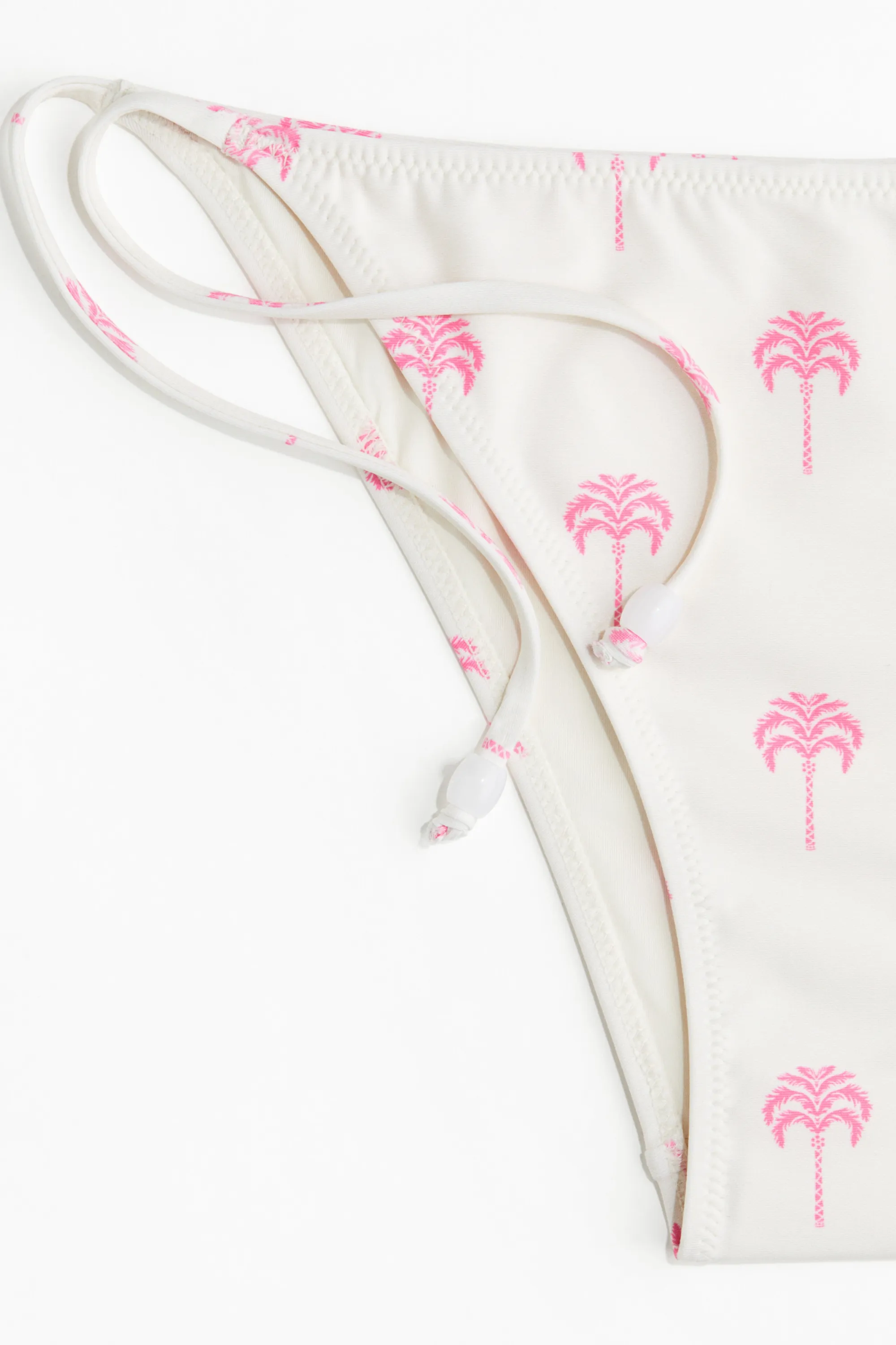 Bas de maillot Tanga à nouer - Blanc/palmiers