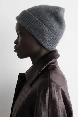 BONNET EN PUR CACHEMIRE - GRIS FONCÉ — photo 3