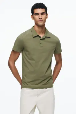 Polo Slim Fit - Vert kaki — photo 1