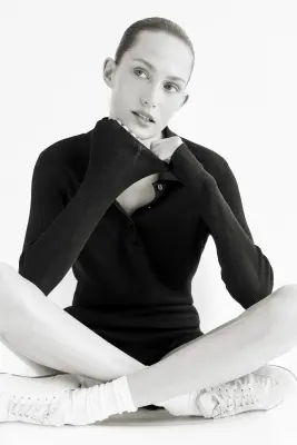 Polo en maille côtelée - Noir — photo 3