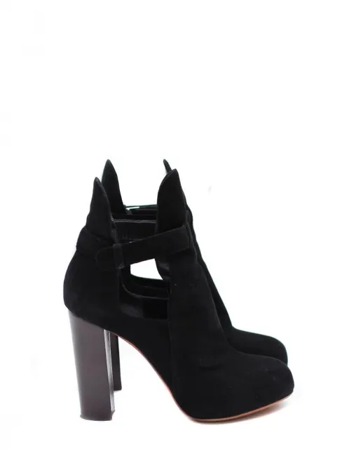 Bottines low boots à talon en bois et suède noir Prix boutique 950€ Taille 39.5