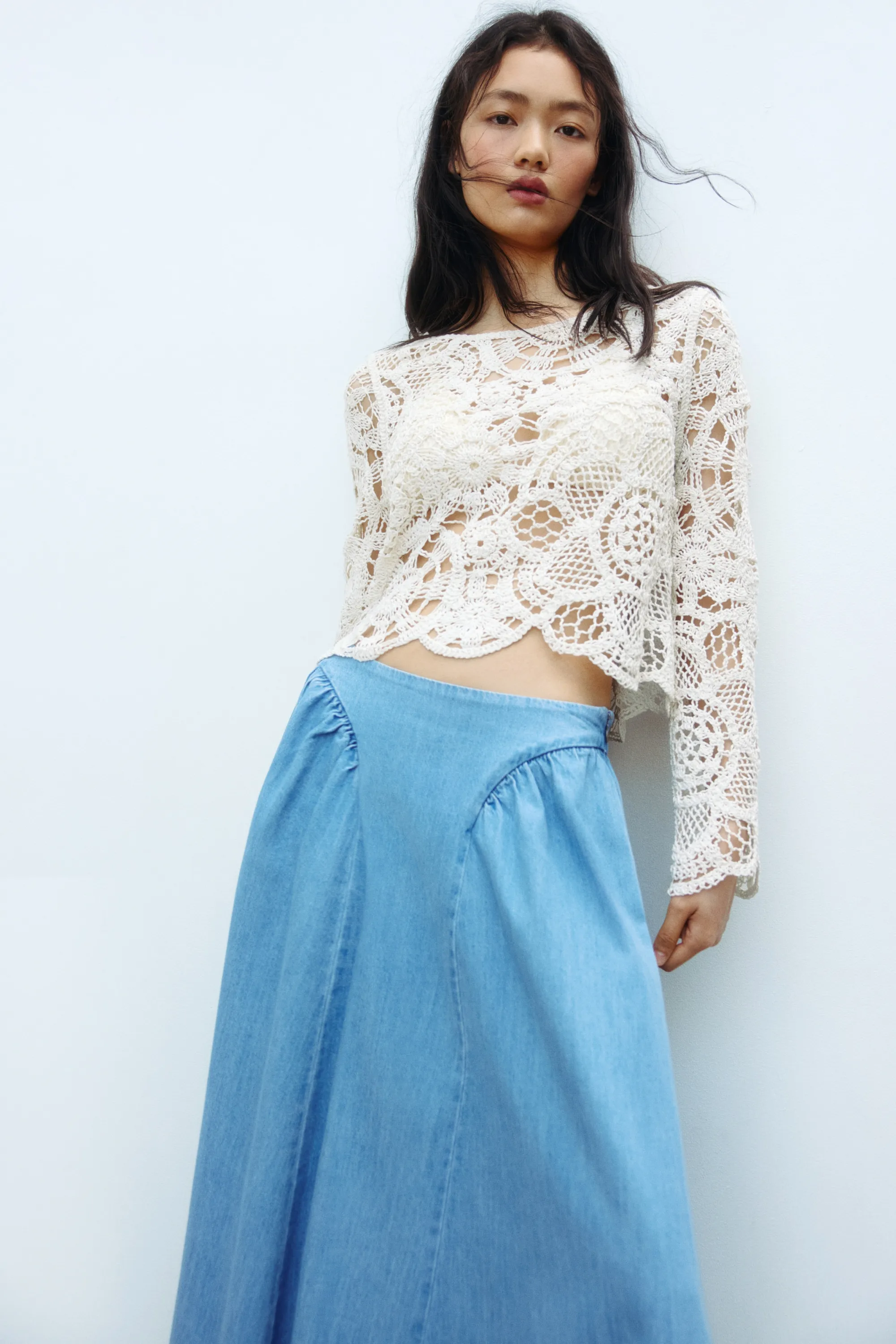 Top façon crochet - Crème