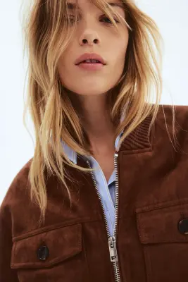 Veste en tissu gratté - Marron — photo 1