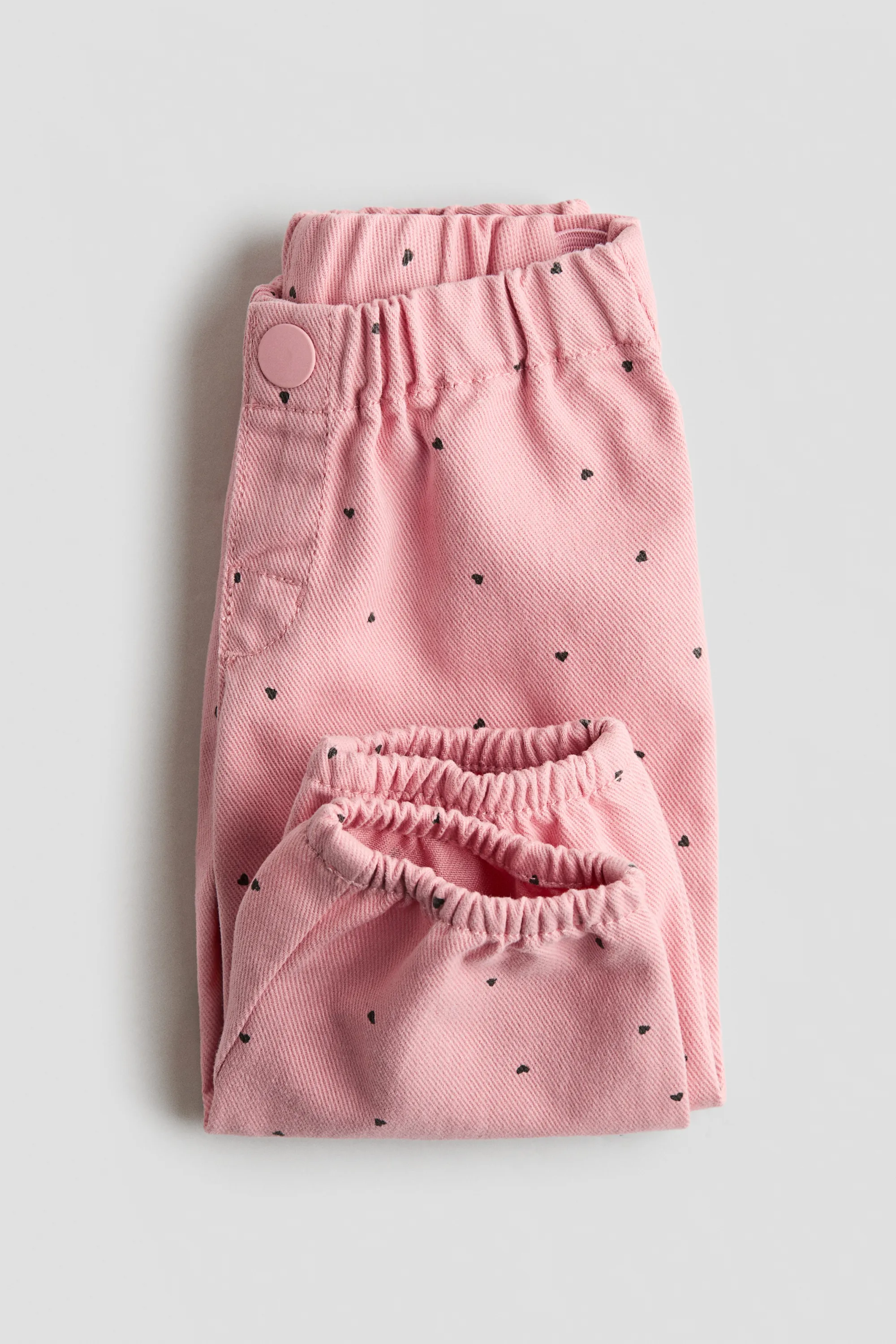 Pantalon en twill de coton imprimé - Rose/cœurs