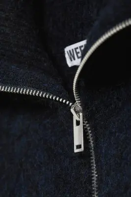 Gilet zippé mélangé mohair - Bleu foncé — photo 4