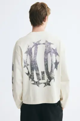T-shirt Relaxed Fit à manches longues - Crème/K.O — photo 3