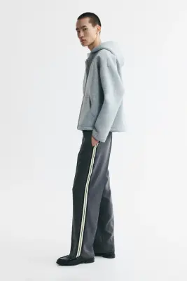 Veste à capuche zippée Oversized Fit en scuba - Gris clair chiné — photo 4