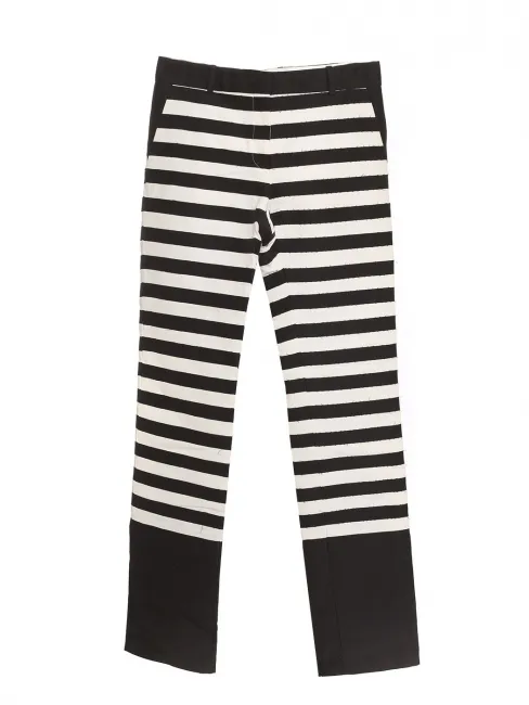 Pantalon droit par Phoebe Philo en twill de coton à rayures blanc et noir Prix boutique 1250€ Taille 34