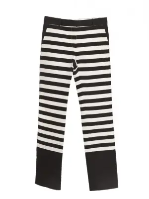 Pantalon droit par Phoebe Philo en twill de coton à rayures blanc et noir Prix boutique 1250€ Taille 34 — photo 1