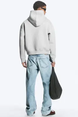 Sweat à capuche en scuba Simon - Mélange gris clair poudré — photo 2