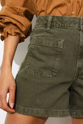 Short en jean de couleur Femme — photo 5