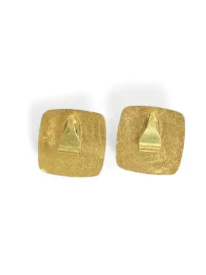 Boucles d’oreilles années 80 carrées en laiton doré — photo 5