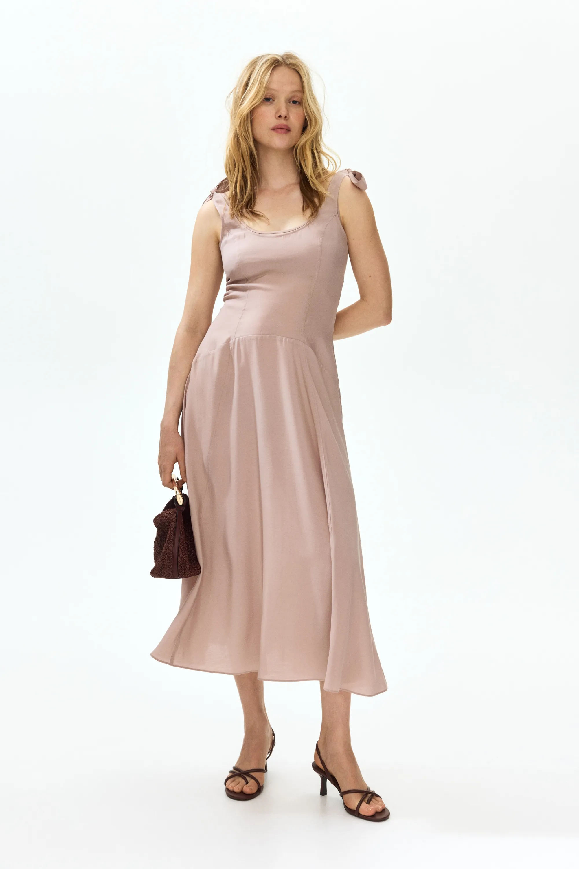 MAMA Robe d'allaitement avec bretelles à nouer - Rose ancien clair