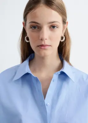 Robe-chemise courte à nouer - Bleu clair — photo 2