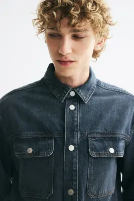 Surchemise en denim de coton - Bleu denim foncé — photo 2