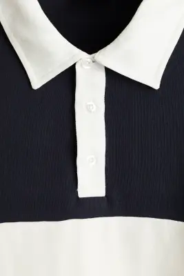 Polo de rugby Regular Fit en coton - Bleu marine/color block — photo 5