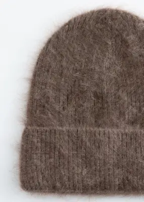Bonnet en cachemire brossé - Marron foncé — photo 1
