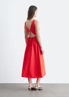 Robe midi avec liens au dos - Rouge — photo 4