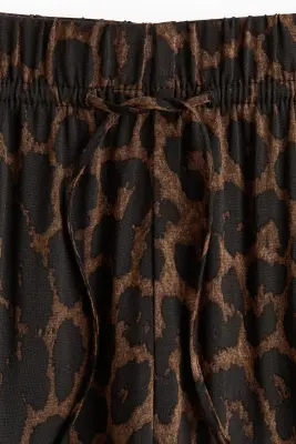 Pantalon large avec taille élastique - Beige foncé/imprimé léopard — photo 4
