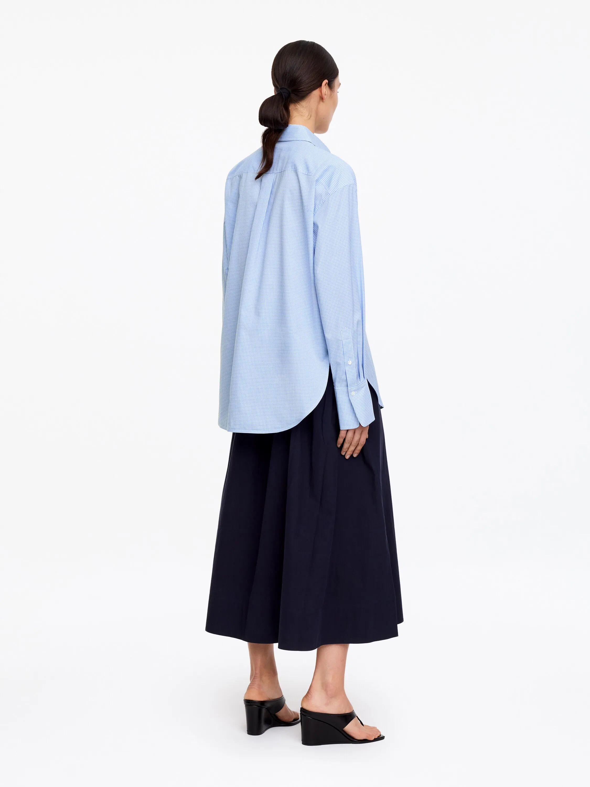 Chemise décontractée en popeline - Bleu/Carreaux