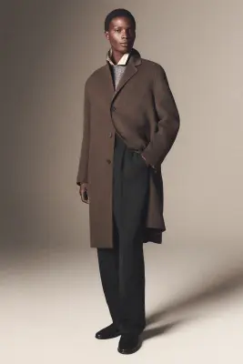 MANTEAU COSTUME EN LAINE DOUBLE FACE - BRUN — photo 4