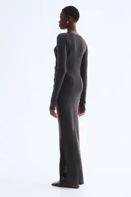Robe longue en laine - Gris foncé chiné — photo 2