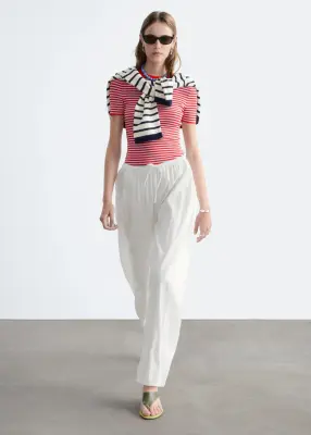 Pantalon large - Blanc — photo 2
