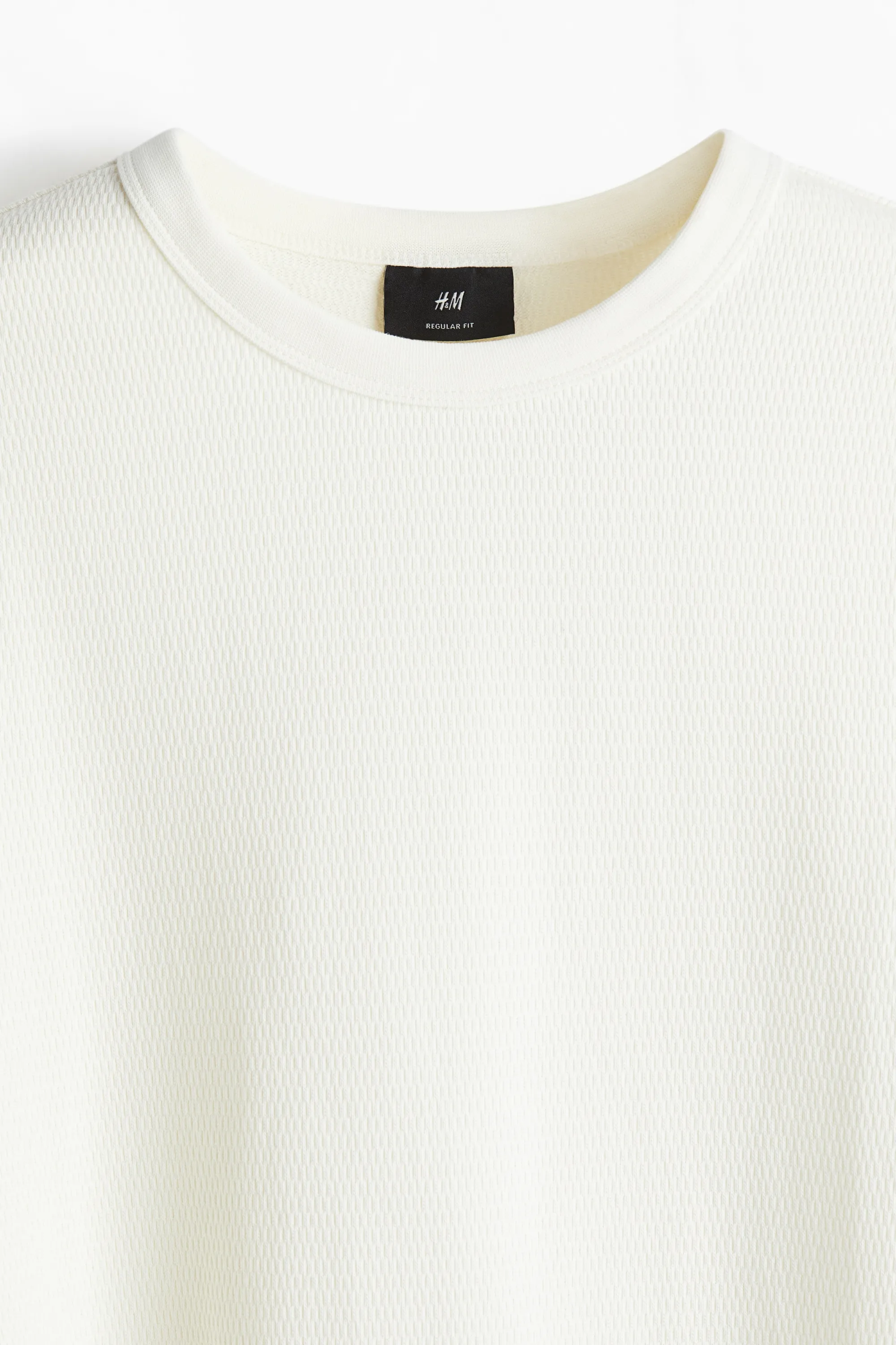 T-shirt gaufré Regular Fit - Crème