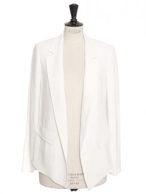 Veste blazer fluide en crêpe blanc fente côté Prix boutique 1700€ Taille 38