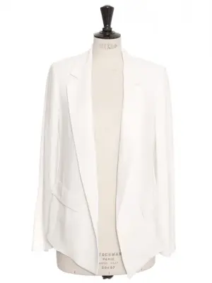 Veste blazer fluide en crêpe blanc fente côté Prix boutique 1700€ Taille 38 — photo 1