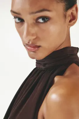 Top dos nu avec base à effet boule - Marron foncé — photo 2