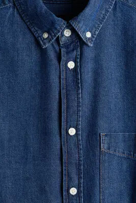 Chemise Regular Fit en denim - Bleu denim foncé — photo 4