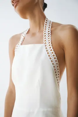 Robe dos nu en lin mélangé - Ivoire — photo 3