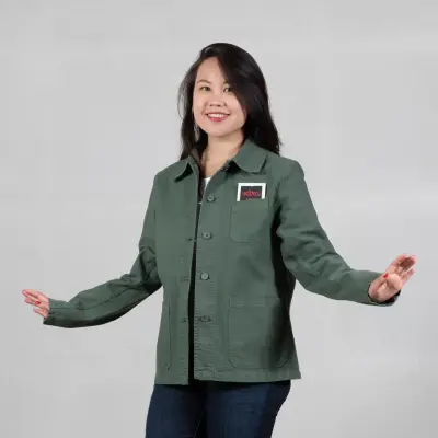 Veste de travail en croisé coton bio 1G/4F - Vert Jade — photo 1