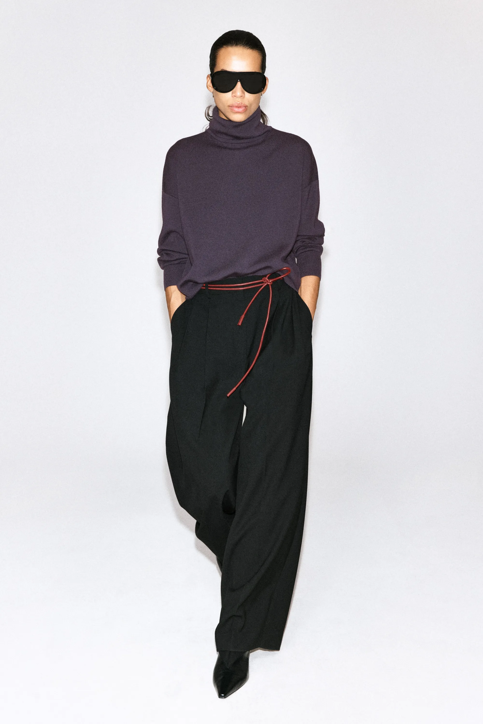 PULL COL ROULÉ LAINE MÉRINOS - VIOLET FONCÉ