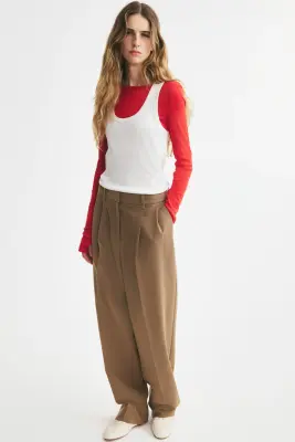 Pantalon chic en twill - Beige foncé — photo 1