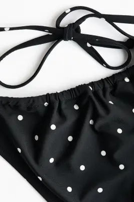 Bas de maillot Cheeky Tanga à nouer - Noir/pois — photo 4