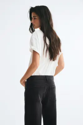 Mom High Waist Ankle Jeans - Noir denim — photo 2