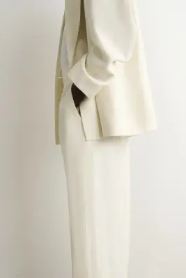 PANTALON DE TAILLEUR DROIT EN LIN MÉLANGÉ - ÉCRU — photo 2