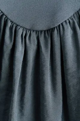 Robe bi-matière avec panneau drapé - Gris foncé — photo 3