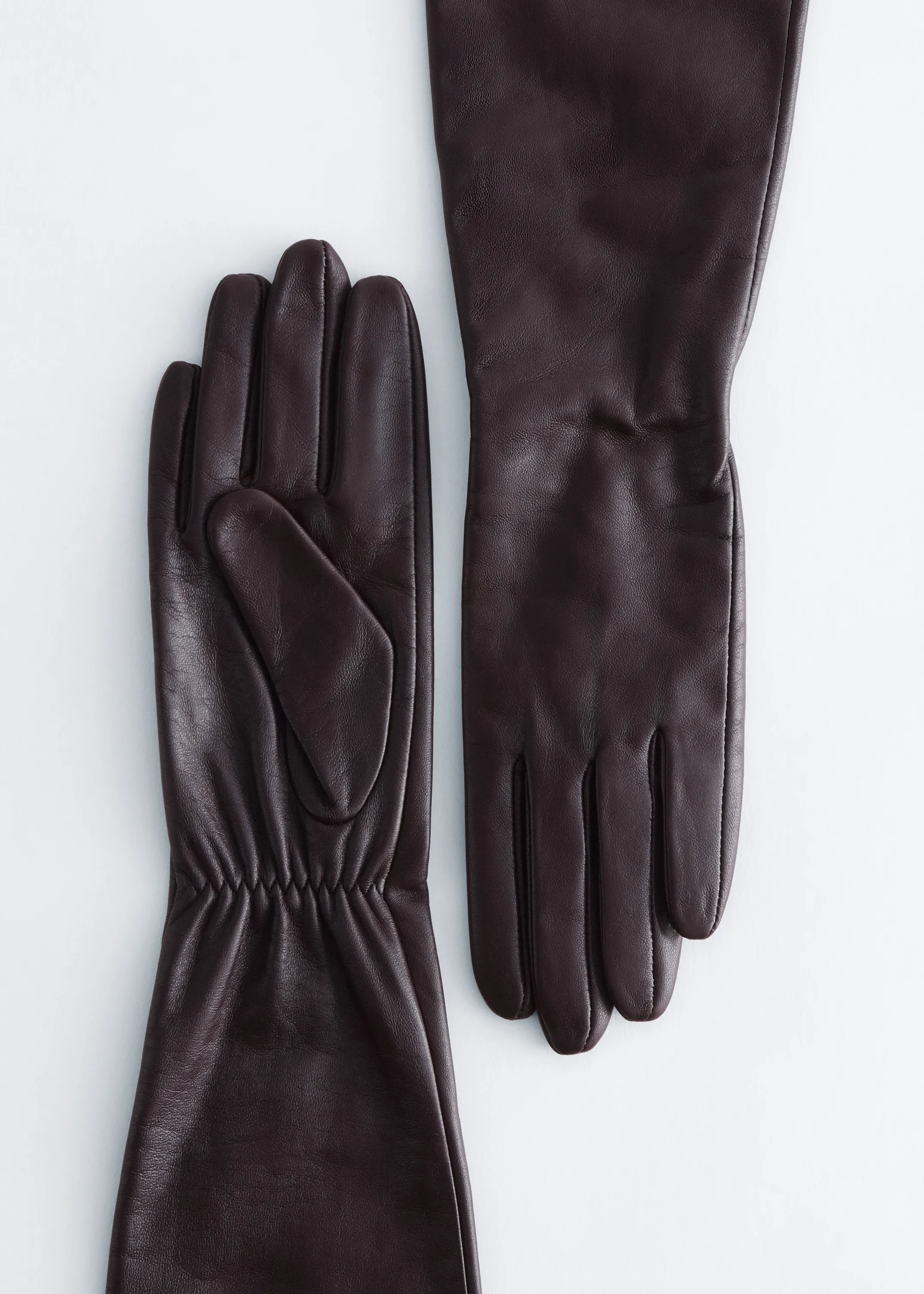Gants longs en cuir - Marron foncé