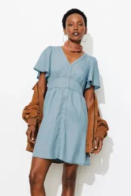 Robe courte en lyocell Femme — photo 2