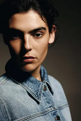 Tie-belt denim jacket - Bleu denim — photo 3