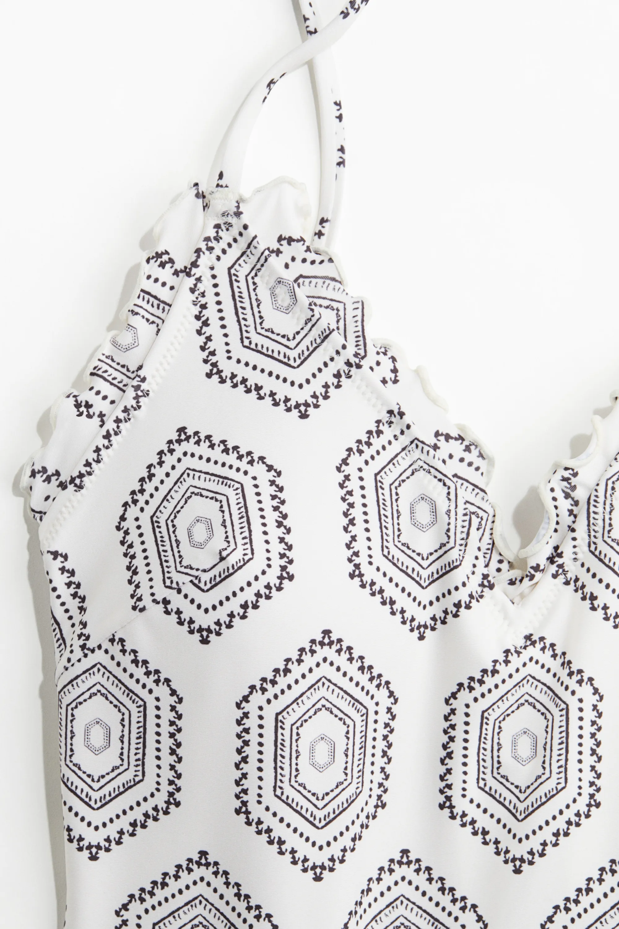 Maillot de bain paddé à bord volanté - Blanc/motif