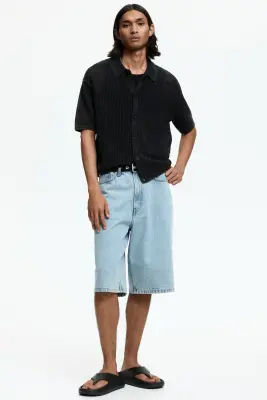 Chemise Relaxed fit en maille ajourée - Noir — photo 2