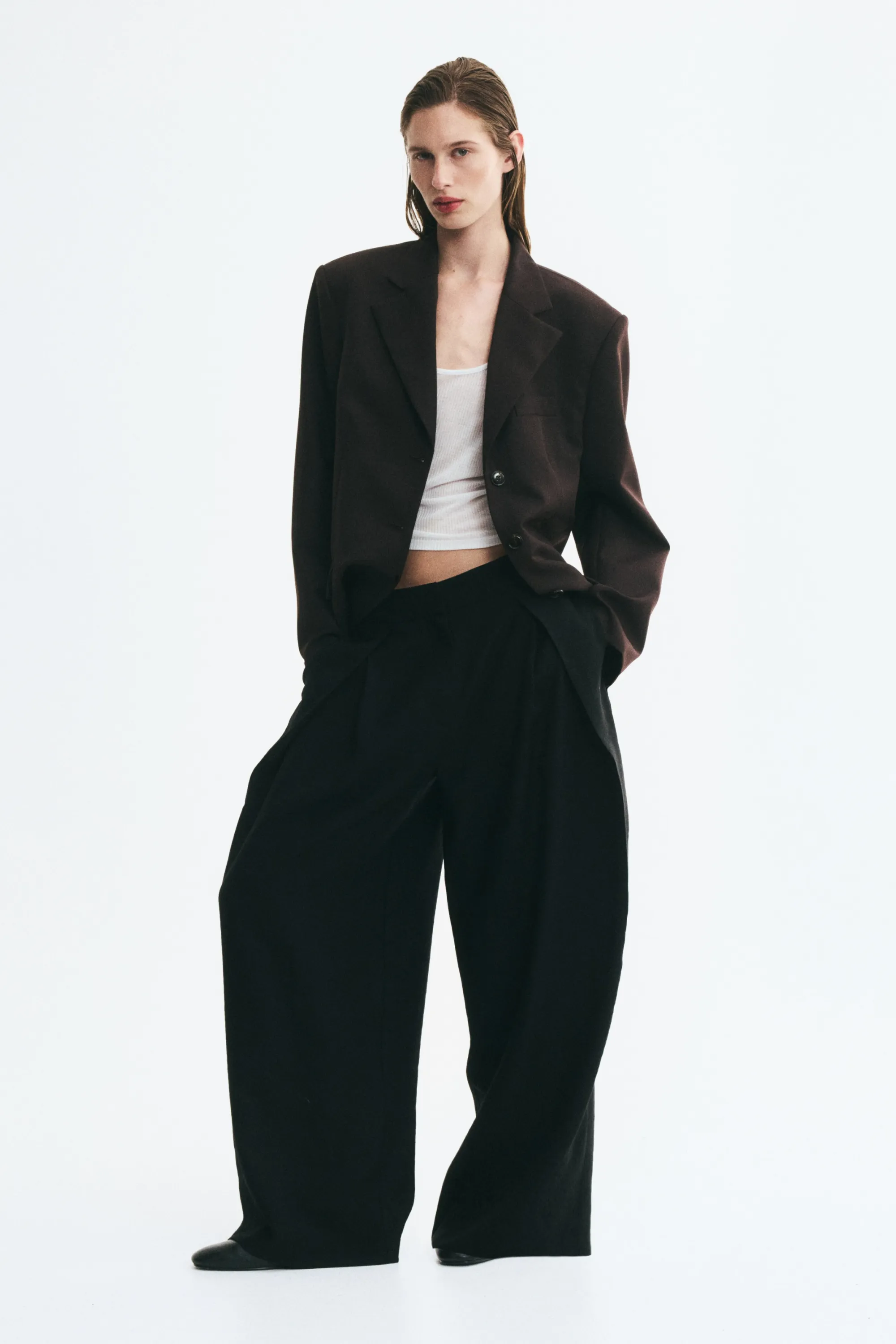 Pantalon barrel avec détails croisés - Noir