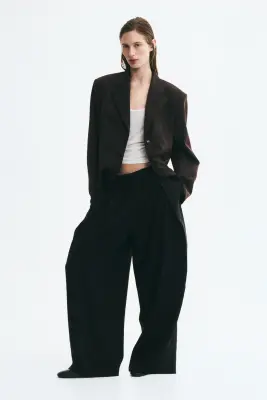 Pantalon barrel avec détails croisés - Noir — photo 1