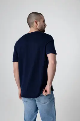 T-shirt Marine Col Rond Manches Courtes en Cachemire — photo 4