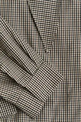 Veste à col foulard avec base à effet boule - Taupe/carreaux — photo 5